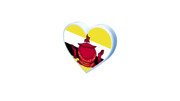 Brunei Flag Heart Shape