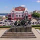 Aerial View of Monument to Vasily Chapaev and Samara Drama Theatre at Summer Day - VideoHive Item for Sale