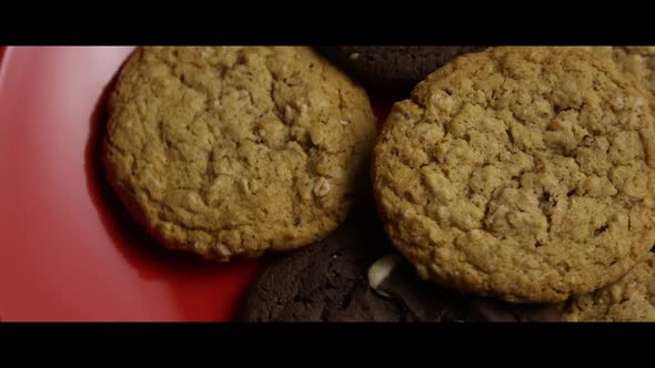 Cinematic, Rotating Shot of Cookies on a Plate - COOKIES 083