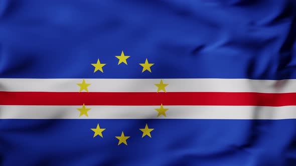 3D Animation Flag Waving in Slow Motion Fill Frame  Cape Verde