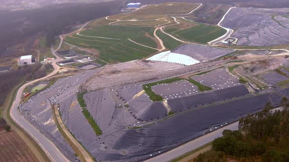 Aerial Circle Dolly Over Sogama Landfill Site In Galicia, Spain