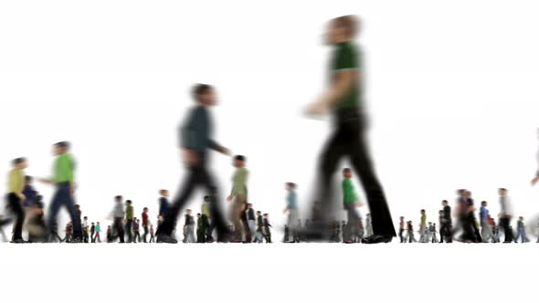 Modern Group Blurry Walking People on White Active Lifestyle Rush Hour