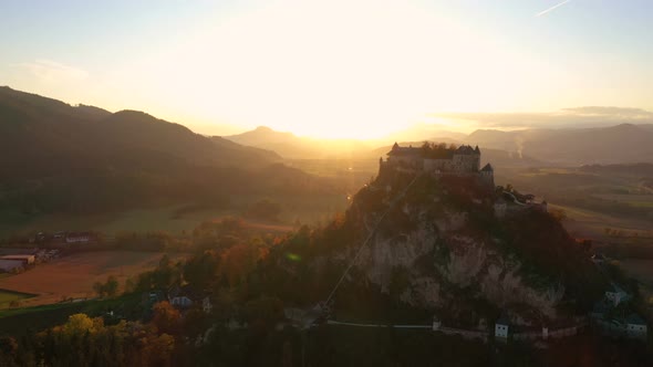 Aerial View Of Wellknown Medieval Castle Hochosterwitz