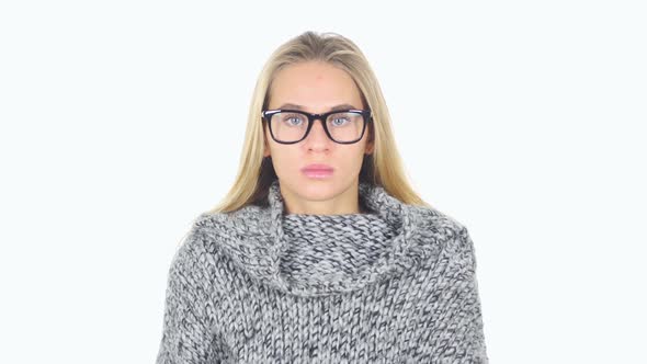 Portrait of Young Woman White Background