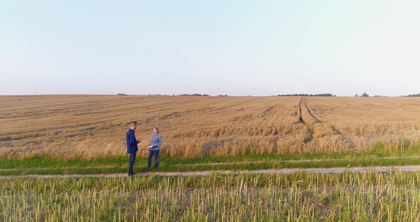 Young Farmers Discussing At Maize Field