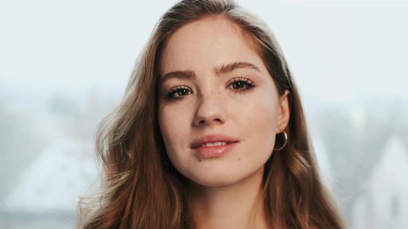 Portrait Of Beautiful Red-Haired Girl.