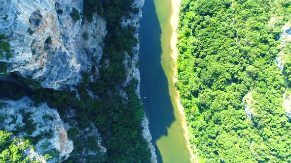 The gorges of the Ardeche in France seen from the sky