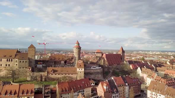 Restauration of Imperial Castle of Nuremberg. Medieval fortified building.