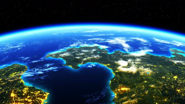 Amazing View On Planet Earth With Glowing Lights Of Cities alt