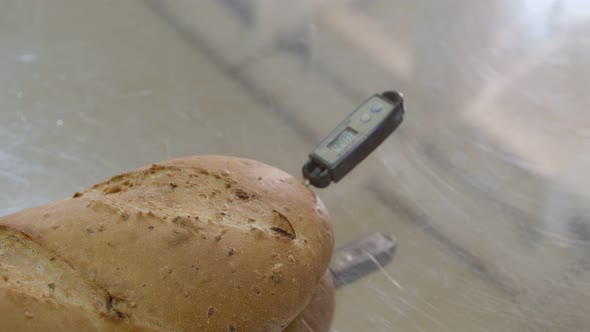 Cooking Thermometer is Put Out of Fresh Baked Raisin Bread