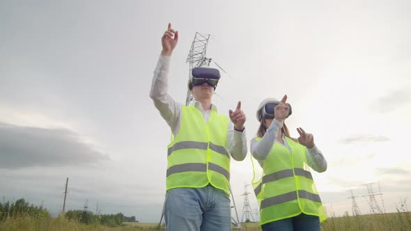 Energy Engineers Use Virtual Reality Glasses to Control the Solar Panel System and Deliver Energy to