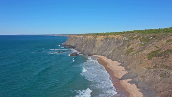 Aerial View of the Portuguese Mountain Coastline Vicentina