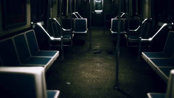 Inside of New York Subway Empty Car