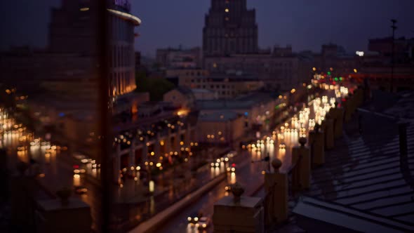 A Beautiful View From the Top of the City of Moscow at Night