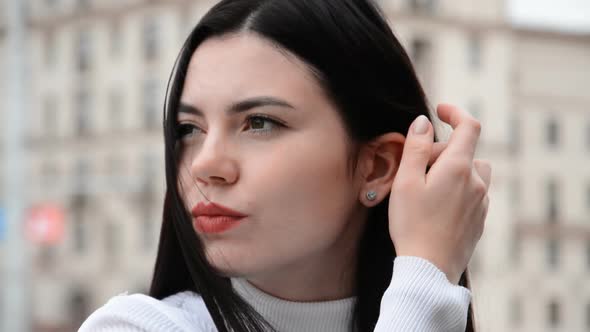 Close Up Face Caucasian Woman