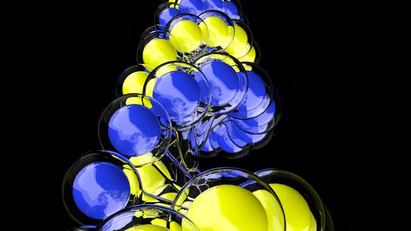 DNA Glass Yellow Blue Spheres on Black Medical Design Cell Structure Able to Loop Seamless