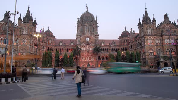 Chhatrapati Shivaji Maharaj Terminus timelapse from day to night mumbai