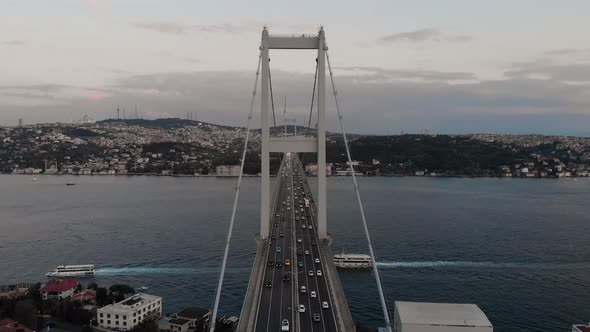 Aerial view of Bosphorus Suspension Bridge (15 July Martyrs Bridge)