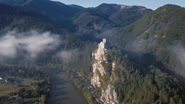 Flying Around Strecno Castle, Slovakia