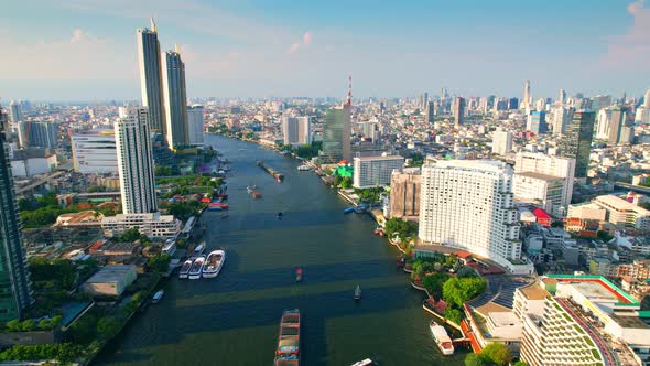 4K : Aerial drone footage of Bangkok skyline