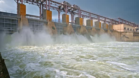 Discharge Water From the Dam of Hydroelectric Plant