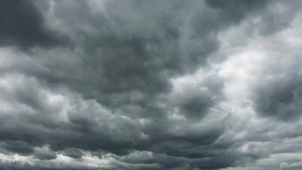 Majestic Gray Clouds Flying Over the Horizon Without Birds Without Flicker