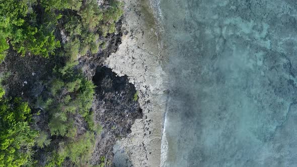 Vertical Video of the Ocean Near the Coast of Zanzibar Tanzania Aerial View