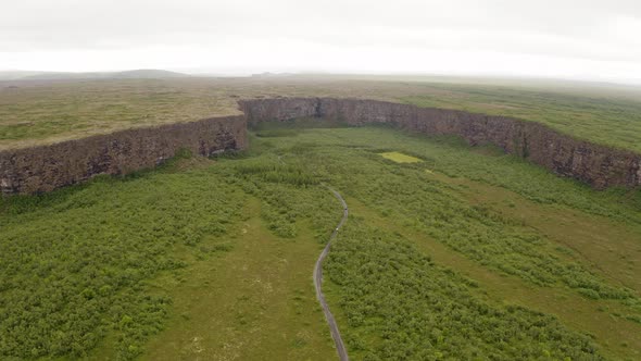 Asbyrgi Canyon With Lush Green Forest At Summer In Iceland.