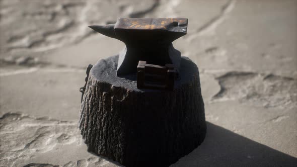 Old Anvil Attached To a Stump