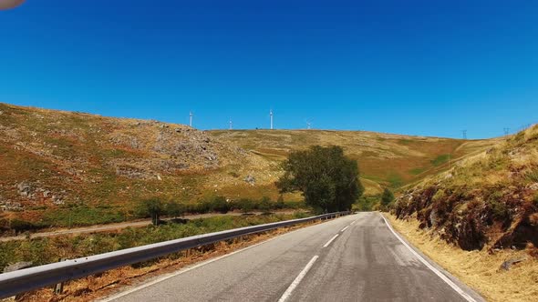 Car Drivng in a Country Road in Portugal