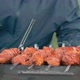 Man Turning Barbecue Grill Meat Outdoors - VideoHive Item for Sale