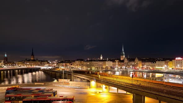 4K Timelapse of Stockholm Night Sweden Scandinavia
