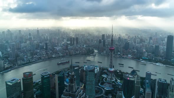 Timelapse of city skyline in Shanghai china