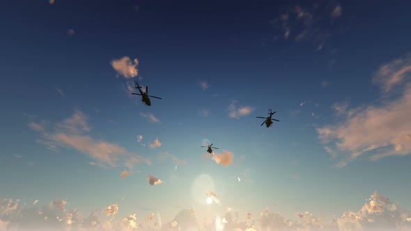 4K War Helicopters - Dramatic Background