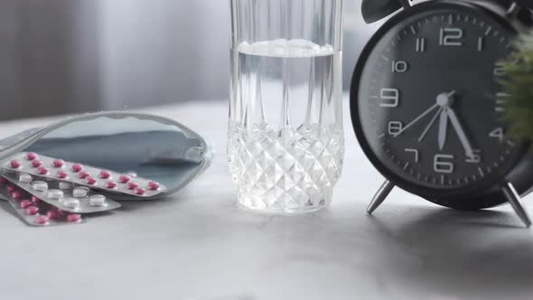 Close Up of Pills of Blister Pack in a Small Bag on Table