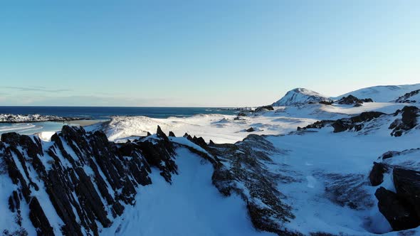 Mountains in winter at Kongsfjord, Berlevag, Norway