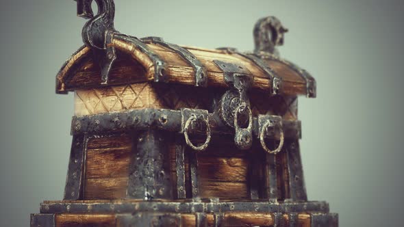 Closed Wooden Treasure Chest with Metal Clasp alt