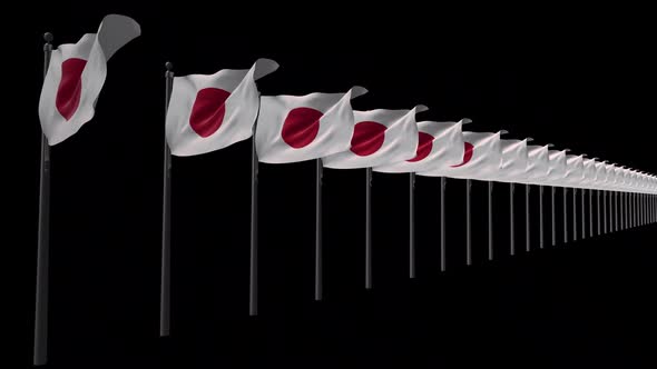 Row Of Japan Flags With Alpha 2K