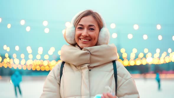 Confidence Optimistic Woman Wear Medical Protective Face Mask During Covid 19 Pandemic Standing