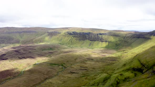 Aerial View of the Mountain Area Between Benbulbin and Benwisken in County Sligo Ireland