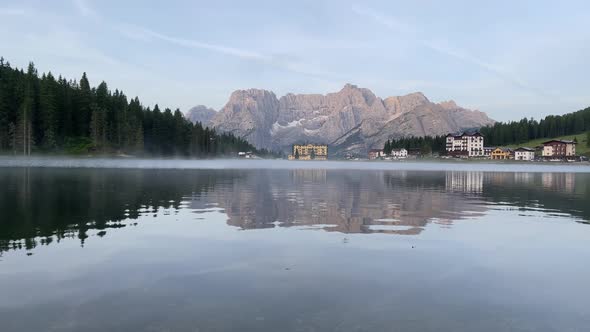 Misurina lake in Dolomites, Italy landscape in summer.