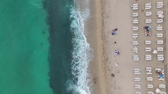 Awesome sea rocky texture aerial view 4 K Turkey Alanya