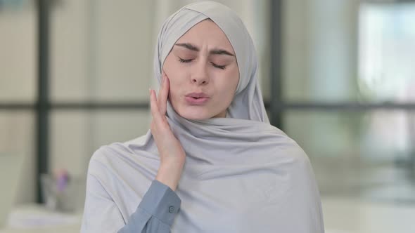 Young Arab Woman Having Toothache Cavity