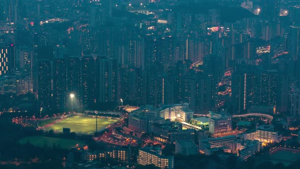 Fei Ngo Shan Kowloon Peak Day to Night Timelapse Hong Kong Cityscape Skyline