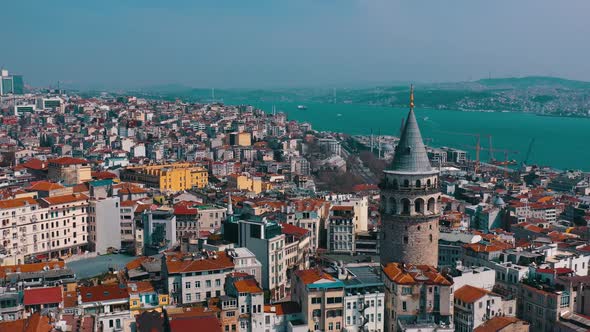 Aerial View of Galata Tower Istanbul