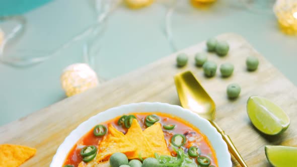 Mexican Soup with Three Kinds of Cheese