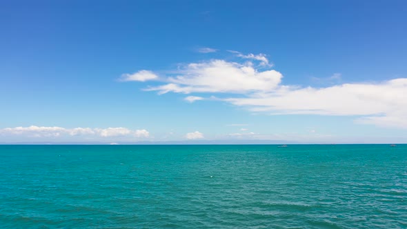 Aerial View of Open Blue Sea and Sky