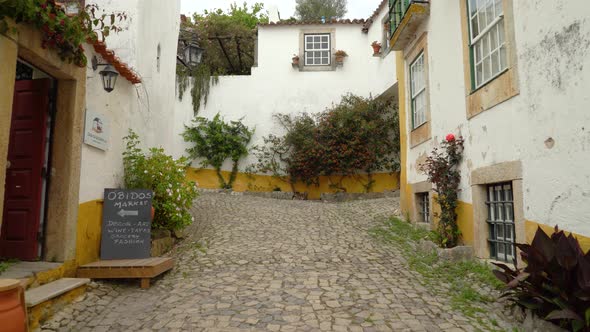 Street Made from Stones Leading in Upper Part of Castle of Óbidos