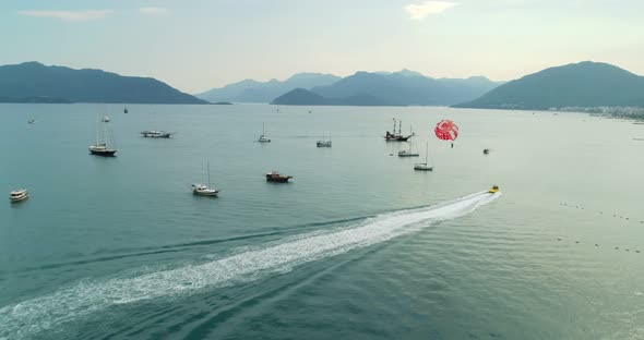 Marmaris Parasailing With Bike Chase Aerial View