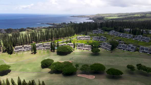 Aerial View of Kapalua Coast and Green Landscape in Maui Hawaii